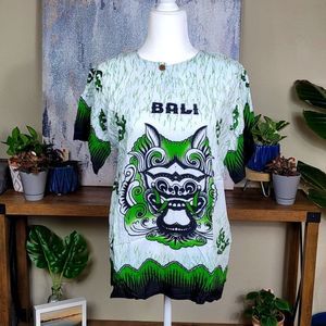 NEW! Bali Beach Summer Tshirt 100% Cotton - Green Barong